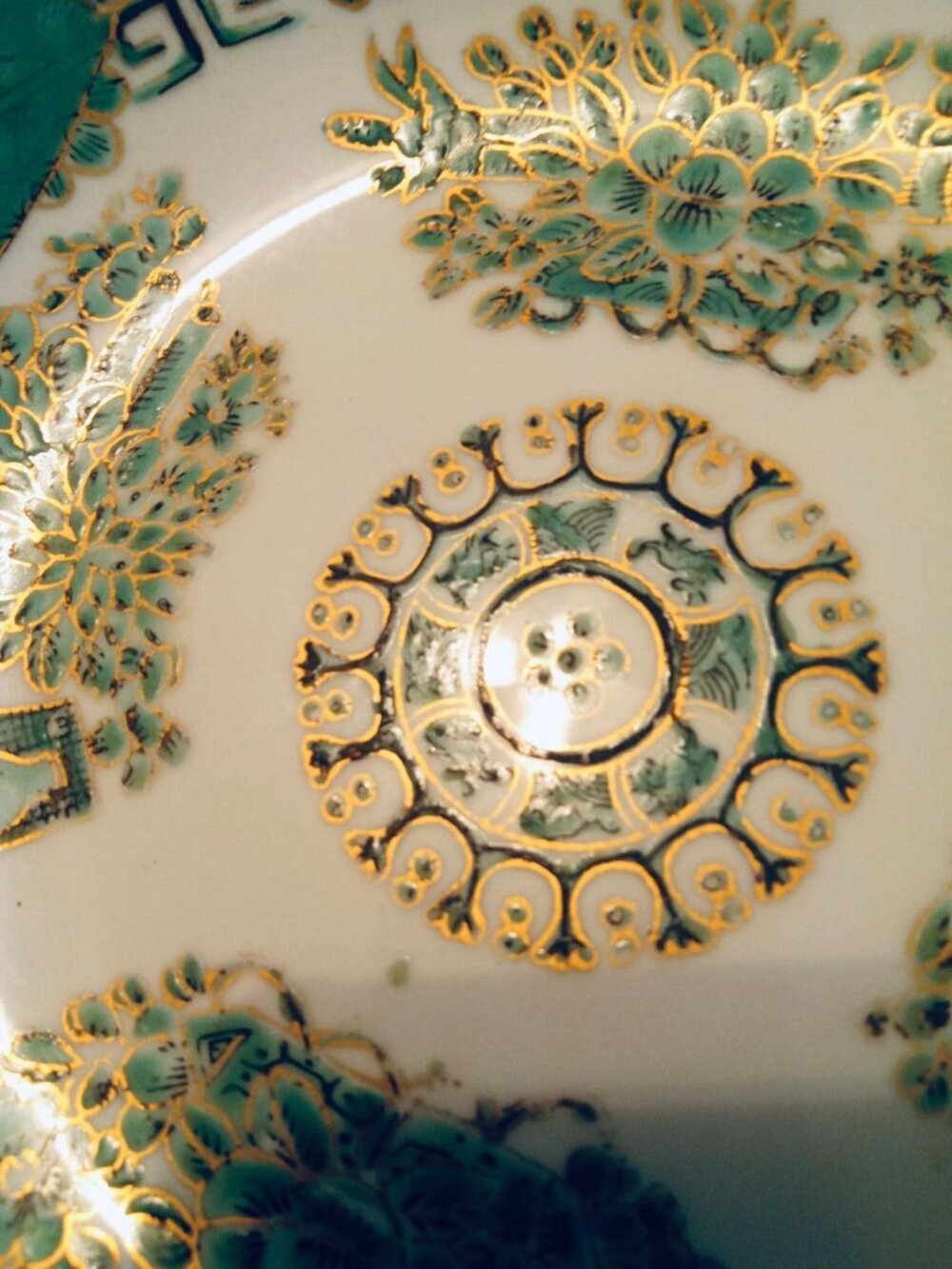 Vintage Japanese Porcelain Chinoiserie Bowl, Decorated in Hong Kong ISCO, Turquo - Picture 2 of 4